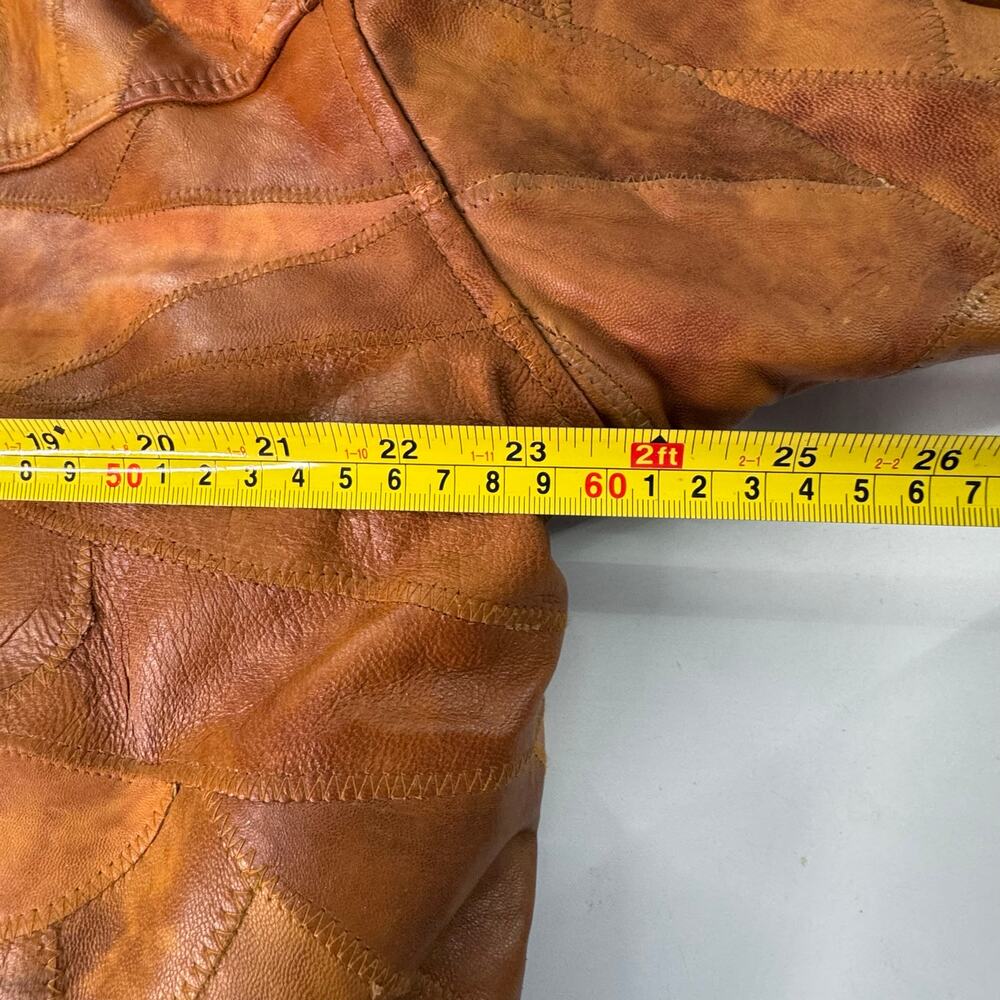 Vintage Y2K 90s  Legacy Patch Work Brown Leather Jacket Size XL Fur Lined - Picture 11 of 13